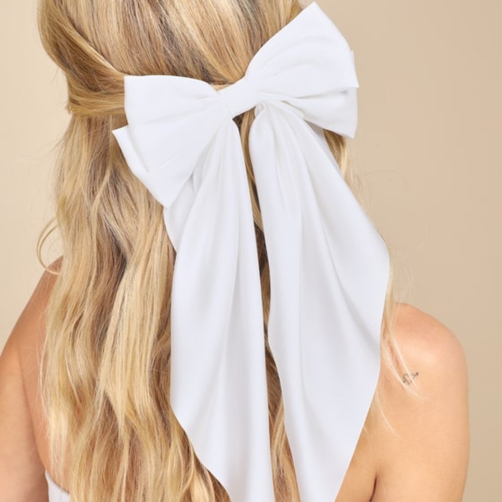 Lulus Adorable Inclusion White Satin Bow Hair Clip - Size One Size